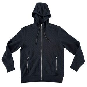 HUGO BOSS Steele 01 Mens Full Zip Hoodie Jacket Black XL Monogram Jacquard NWOT